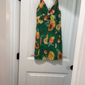 FARM Rio Green Tropical Fruit Mini Dress